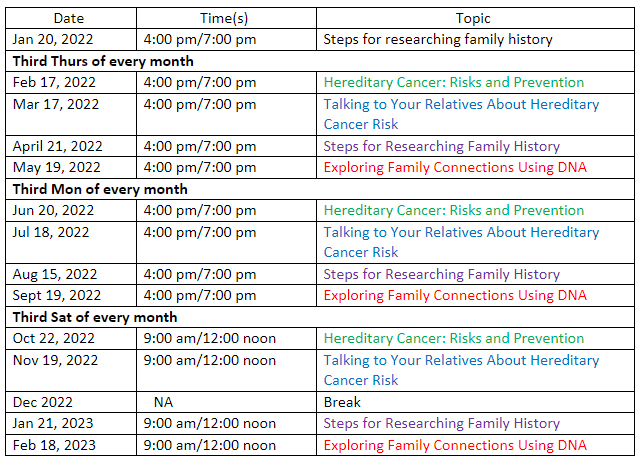 2022 Schedule